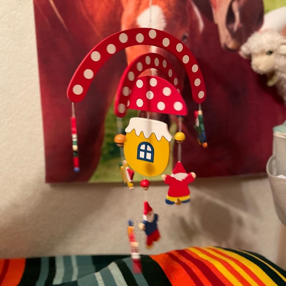 Wooden Mushroom Gnome Baby Mobile Made in Germany 🍄❤️🌲 - Picture 4 of 7